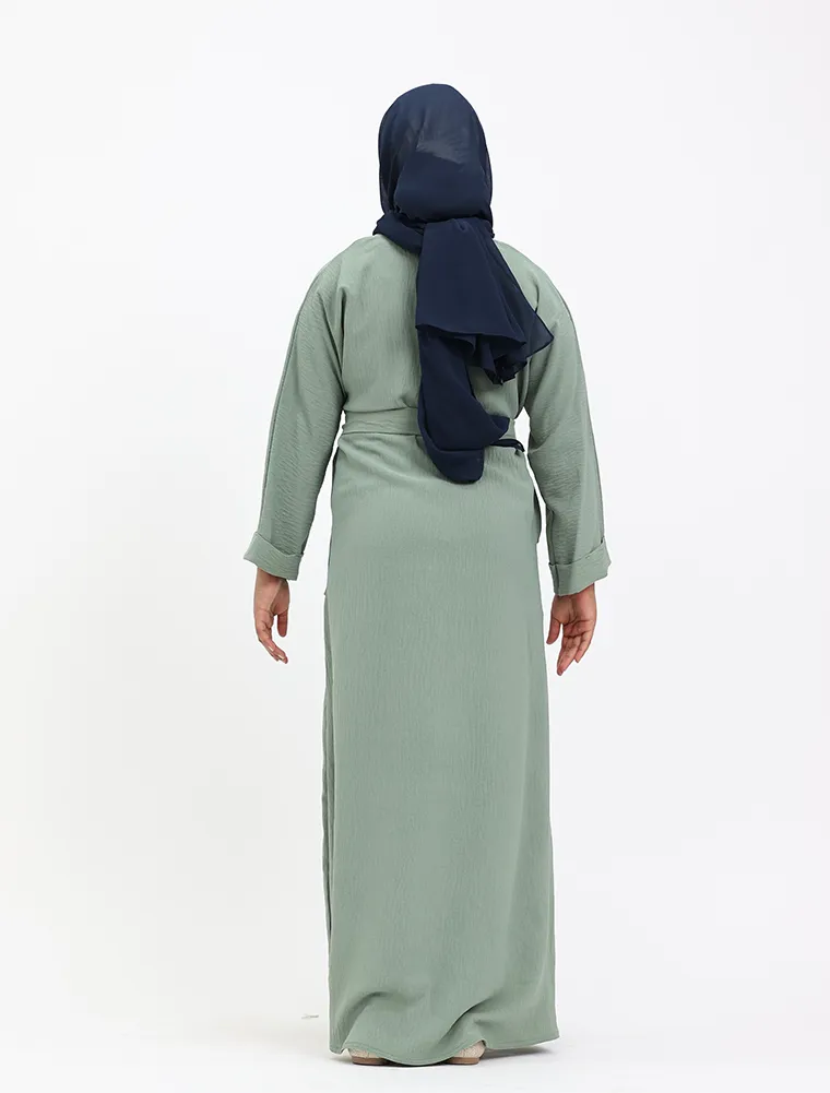 Mint Linen Feel Basic Girls Abaya